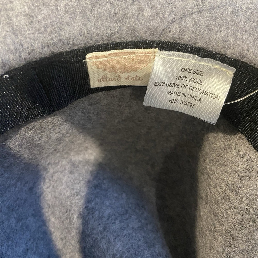Fedora Style 100% Wool Hat Altered State NWT Gray Faux Leather Hat Trim One Size - Picture 7 of 8